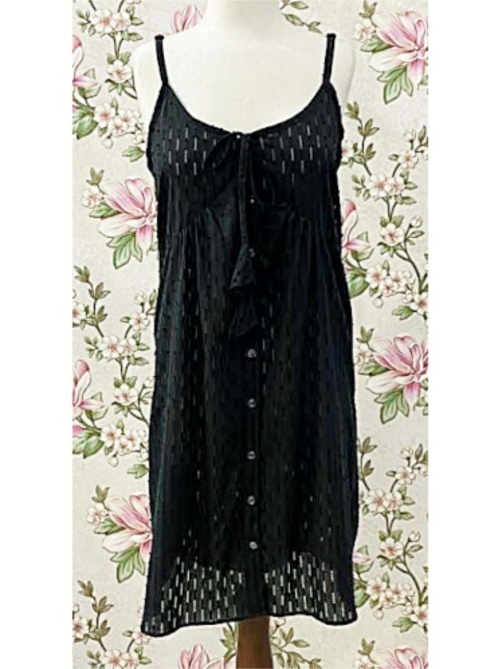 SoieRose 100% Cotton Victorian Button Front Sleeveless Nightgown - SR-1303